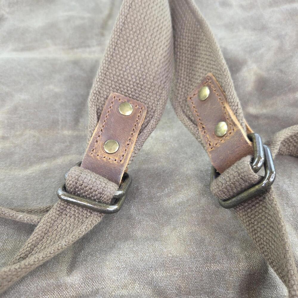 Solstice Oil Waxed Canvas Backpack Rucksack Brown Travel Outdoor Backpacks Bag - Picture 14 of 14